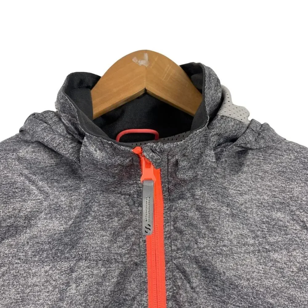 H&M Kids Sport Lightweight Windbreaker Gray Jacket Full Zip Cinched Back 12-13Y